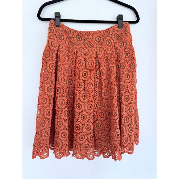 Anthropologie Moulinette Soeurs Tuberose Lace Semi-Sheer Skirt in Orange Size 4P - Picture 4 of 9